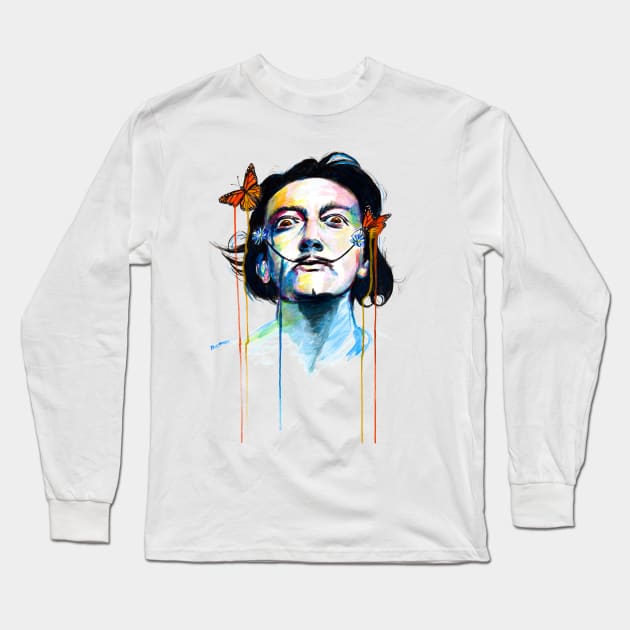 Salvador Dali in the land of Butterflies Long Sleeve T-Shirt by beaugeste2280@yahoo.com